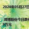 2024年05月27日快讯 龙虎榜 | 鸿博股份今日跌停，深股通买入1589.61万元并卖出6742.09万元