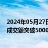 2024年05月27日快讯 5月27日截至13时8分，沪深京三市成交额突破5000亿元