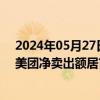 2024年05月27日快讯 南向资金今日净买入44.25亿港元，美团净卖出额居首