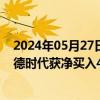 2024年05月27日快讯 北向资金今日净买入27.48亿元，宁德时代获净买入4.27亿元