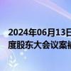 2024年06月13日快讯 中小股东踊跃“说不”，多家公司年度股东大会议案被否