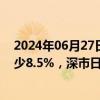 2024年06月27日快讯 央行：5月份沪市日均交易量环比减少8.5%，深市日均交易量环比减少6.6%