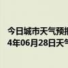 今日城市天气预报-富拉尔基天气预报齐齐哈尔富拉尔基2024年06月28日天气