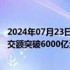 2024年07月23日快讯 7月23日截至14时45分，沪深两市成交额突破6000亿元