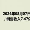 2024年08月07日快讯 东瑞股份：前7月生猪销售41.98万头，销售收入7.47亿元