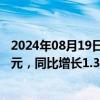 2024年08月19日快讯 蓝天燃气：上半年归母净利润3.41亿元，同比增长1.35%