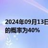 2024年09月13日快讯 交易员预计美联储下周降息50个基点的概率为40%