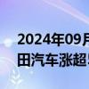 2024年09月19日快讯 日股汽车股大涨，丰田汽车涨超5%