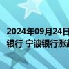 2024年09月24日快讯 银行股午后持续走高，交通银行 常熟银行 宁波银行涨超6%