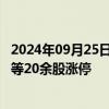 2024年09月25日快讯 破净股快速拉升，海新能科 中南股份等20余股涨停