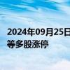 2024年09月25日快讯 地产股持续拉升，光大嘉宝 中交地产等多股涨停