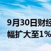 9月30日财经快讯：富时中国A50指数期货涨幅扩大至1%