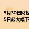 9月30日财经快讯：国内航线燃油附加费10月5日起大幅下调