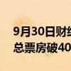 9月30日财经快讯：电影 749局 点映及预售总票房破4000万