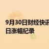 9月30日财经快讯：北证50指数涨超15%，续创历史最高单日涨幅纪录