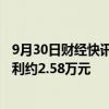 9月30日财经快讯：A股史诗级暴涨，个人投资者5天人均盈利约2.58万元