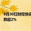 9月30日财经快讯：银行板块走势分化，工商银行 农业银行跌超2%