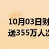 10月03日财经快讯：长三角铁路今日预计发送355万人次