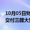 10月05日财经快讯：中国船舶沪东中华单月交付三艘大型LNG船