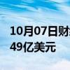 10月07日财经快讯：日本9月外汇储备为12549亿美元