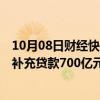 10月08日财经快讯：央行：9月三大政策性银行净归还抵押补充贷款700亿元