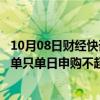 10月08日财经快讯：前海开源基金深夜宣布74只基金限购，单只单日申购不超过1000元