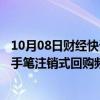 10月08日财经快讯：年内A股回购方案涉及金额创新高，大手笔注销式回购频现