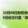 10月08日财经快讯：以旧换新促“金九”车市回归，新势力9月份交付量“涨”声一片