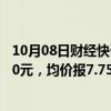 10月08日财经快讯：今日电池级碳酸锂价格较上次上涨1000元，均价报7.75万元/吨