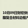 10月09日财经快讯：上海艾录：子公司与北理同创签订聚氨酯复合材料边框产品战略合作框架协议