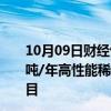 10月09日财经快讯：联科科技：子公司拟5.3亿元投建3万吨/年高性能稀有元素萃取剂系列产品和5万吨/年盐酸盐项目