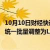 10月10日财经快讯：工商银行：符合条件的存量房贷利率将统一批量调整为LPR30基点