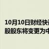 10月10日财经快讯：中钢国际：国有股权无偿划转，直接控股股东将变更为中钢资本