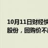 10月11日财经快讯：孚日股份：拟以1亿元2亿元回购公司股份，回购价不超6.5元/股