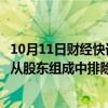 10月11日财经快讯：哈萨克斯坦证券交易所将莫斯科交易所从股东组成中排除