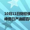 10月11日财经快讯：胜利油田：胜利济阳页岩油36口油井峰值日产油超百吨