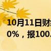 10月11日财经快讯：全国碳市场今日收跌1.90%，报100.95元/吨